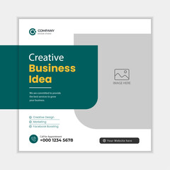 Corporate business marketing agency promotion social media post template. Editable square banner design with place for the photo