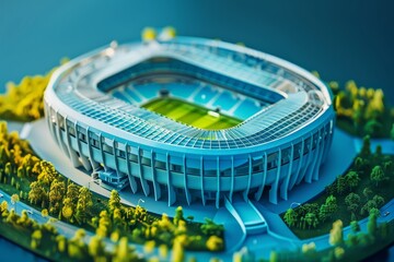 A stadium with a large oval shape and a lot of windows