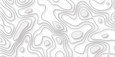 Abstract topographic contours 3d map background. monochrome image. curved layers and shadow Topographic map Geographic Mountain relief. Abstract realistic papercut decoration. Topographic contour.