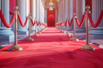 red carpet with a red rope in the middle