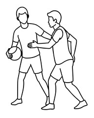 Handball environment: A teammate patting a player on the shoulder after a successful move