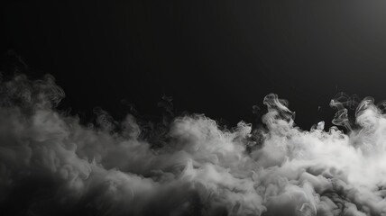 Fog mist haze smoke on black background with empty space in a middle - obrazy, fototapety, plakaty