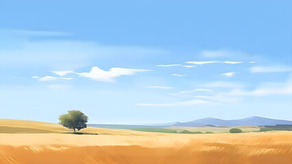 Fototapeta premium Summer landscape combined with minimalist composition