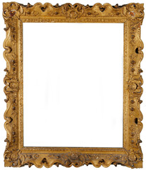 gold painting picture frame isolated on white