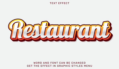 Restaurant text effect template in 3d design