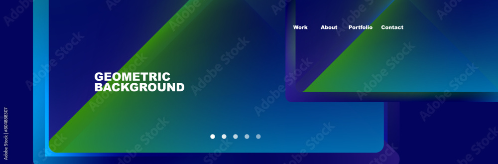 Poster a blue and green geometric background with squares and triangles high quality