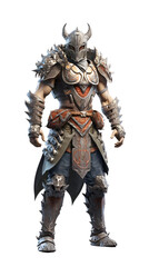 3D gaming warrior character on transparent background