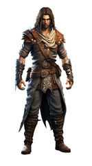 3D gaming warrior character on transparent background