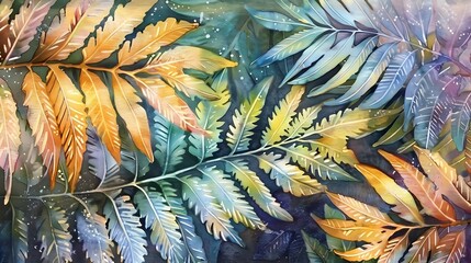 Vibrant Tropical Foliage with Lush and Colorful Leaves in Flourishing Natural Environment