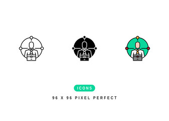 Responsibility Icon. Corporate Director Job Pictogram Graphic Illustration. Isolated Simple Line Icon For Infographic, App and Web Button.