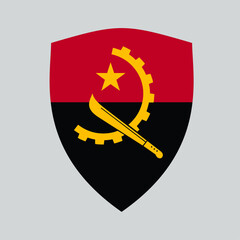 Angola Flag in Shield Shape