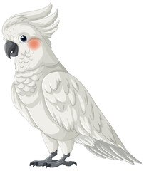 Artistic depiction of a white cockatoo standing.