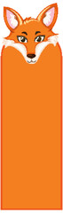 Orange fox face on a vertical banner.