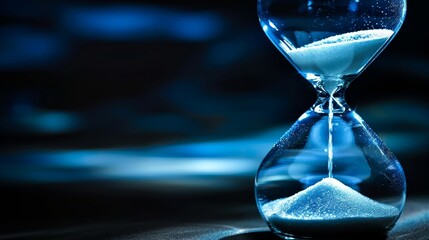 Close-up of an hourglass with focused lighting, emphasizing the urgency of deadlines and appointment scheduling, isolated for clarity