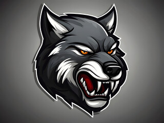 Obraz premium dangrous , Wolf Mascot Sporting Emblem. Vector Illustration of Wolf's Head Mascot. Tiger Head Emblem for Gaming. Sporty Character Logo on White Background.