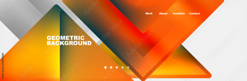 Poster a geometric background featuring a pattern of amber and orange triangles on a white backdrop. the de