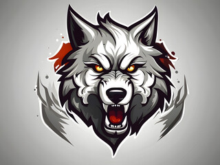 Obraz premium dangrous , Wolf Mascot Sporting Emblem. Vector Illustration of Wolf's Head Mascot. Tiger Head Emblem for Gaming. Sporty Character Logo on White Background.