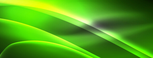 a green and yellow background with a glowing wave . High quality
