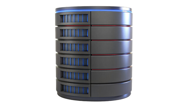 Black server rack storing multiple servers