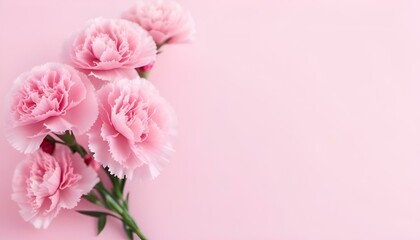 some pink flowers on a pink background with copy space at the bottom