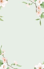 A minimalist floral pattern with peach blossoms on a pale green background.