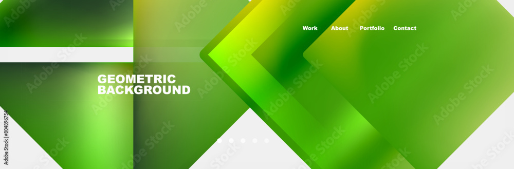 Aufkleber A grass green geometric background featuring rectangles, triangles, circles, and symmetrical patterns. The tints and shades create a dynamic closeup view on white flooring