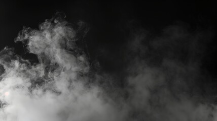 Fog mist haze smoke on black background with empty space in a middle