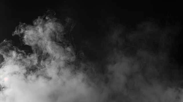 Fog mist haze smoke on black background with empty space in a middle