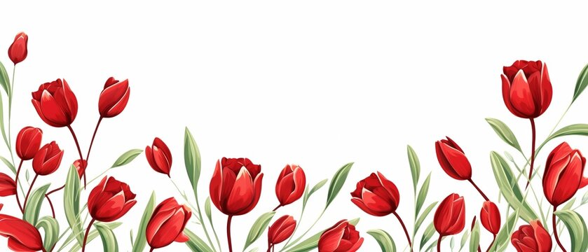 A watercolor painting of red tulips.