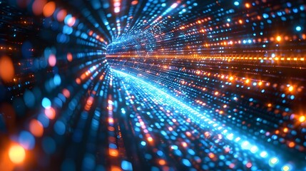 Vibrant Data Transmission Flow in Futuristic Cyberspace Visualization