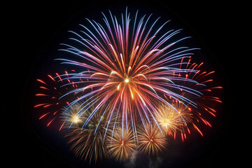 Festive fireworks display in the night sky