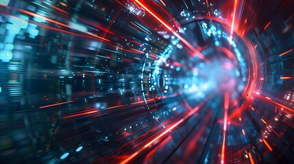 Obraz premium digital data flow on road in concept of program coding with graphic creating vision of fast speed transfer to show digital transformation , disruptive innovation