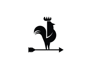 rooster with arrow logo icon vector illustration 