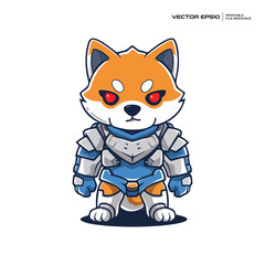 cute dog shiba inu cyborg futuristic, character, mascot, logo, design, illustration, eps 10