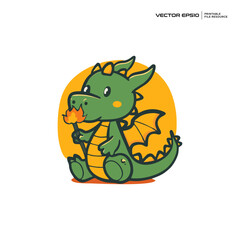 cute baby green dragon, character, mascot, logo, design, illustration, eps 10