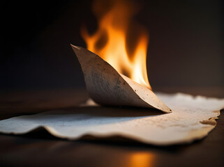 Burning paper on a floor surface 