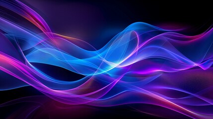 Naklejka premium Vibrant Blue and Purple Abstract Light Waves