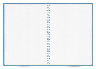 見開きのスケッチブック、影付きの白リングと青カバー
