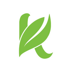 K leaf logo design vector,editable eps 10.
