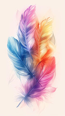 Background of soft and blurred chicken feathers in beautiful colors,Vector illustration
