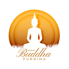 elegant happy buddha purnima religious background in papercut style