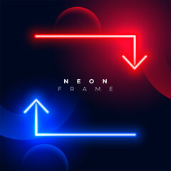 red and blue glowing neon direction arrow design