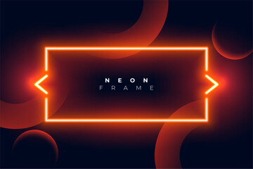 neon style glowing orange lines frame background with empty space