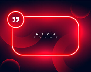 modern and empty red neon frame with quotation mark