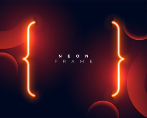 glowing orange color neon bracket with empty space