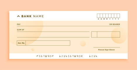 classic blank bank cheque, check voucher template