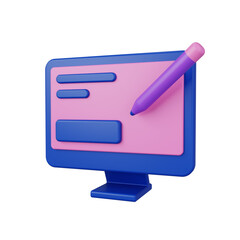 computer 3d render icon