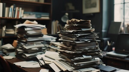 stacks of papers in the office
