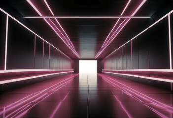 'pink rendering lines 3d performance corridor background stage floor long ultraviolet square abstract neon reflection tunnel empty road glowing poduim three-dimensional line ray'