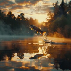 Obraz premium sunset over lake